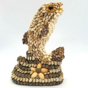 Vintage Sea Shell Dolphin on Shore Figurine